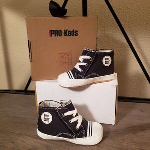 Pro-Keds‎ High Top Sneakers Crib Shoes Infant Baby Black White Lace Up 4